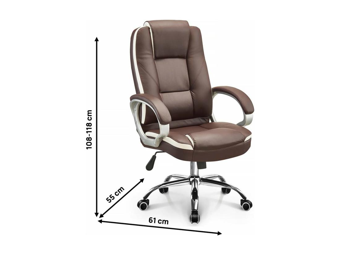 vente unique Fauteuil de bureau en simili avec repose pieds "Maissa" - Marron
