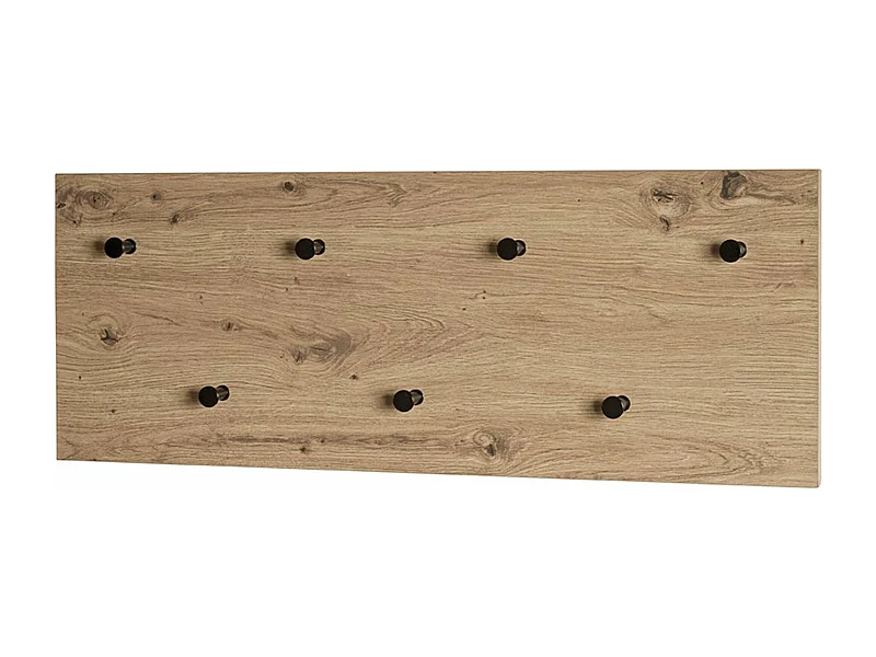 Garderobe murale, Patère murale en bois coloris chêne et métal noir  -longueur 80 x profondeur 5 x hauteur 30 cm
