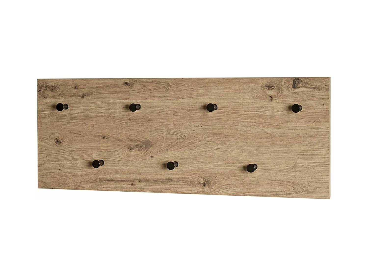 Garderobe murale, Patère murale en bois coloris chêne et métal noir  -longueur 80 x profondeur 5 x hauteur 30 cm