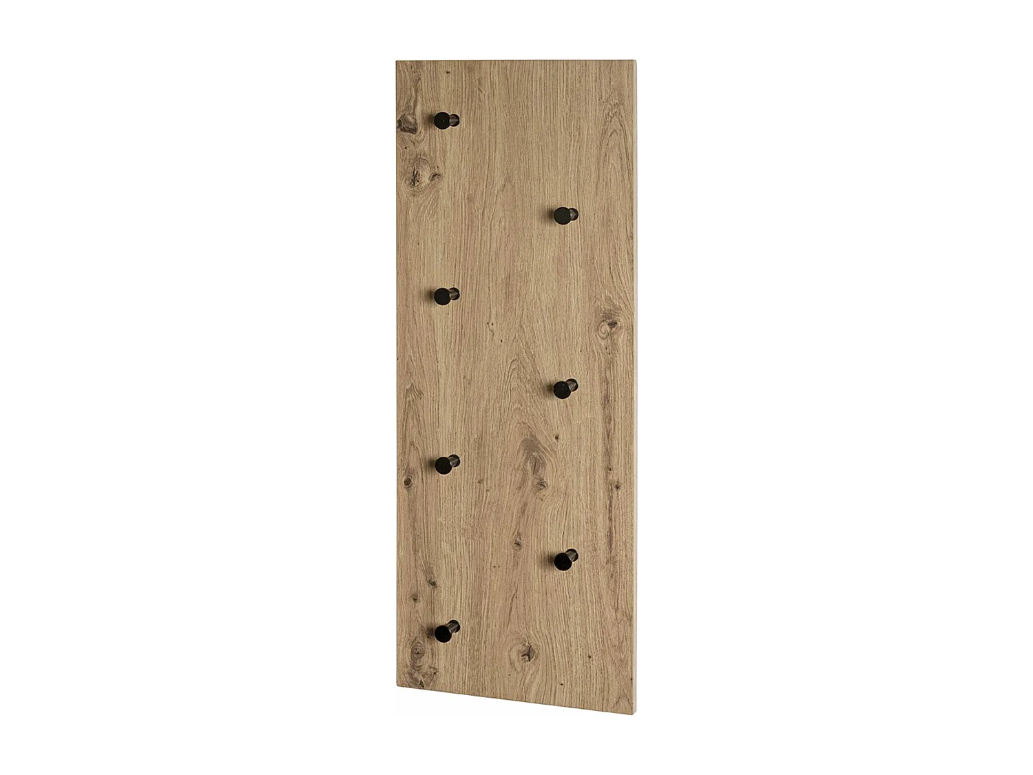 Garderobe murale, Patère murale en bois coloris chêne et métal noir  -longueur 80 x profondeur 5 x hauteur 30 cm