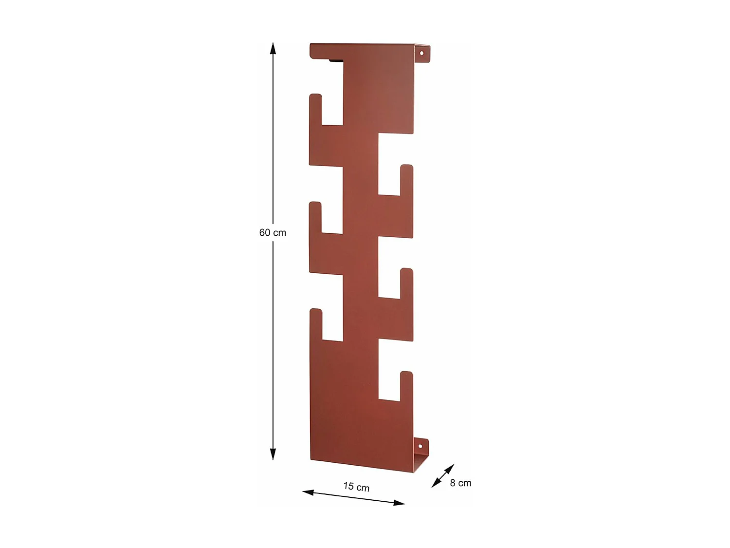 Garderobe murale, Patère murale en métal coloris rouge -longueur 15 x profondeur 8 x hauteur 60 cm