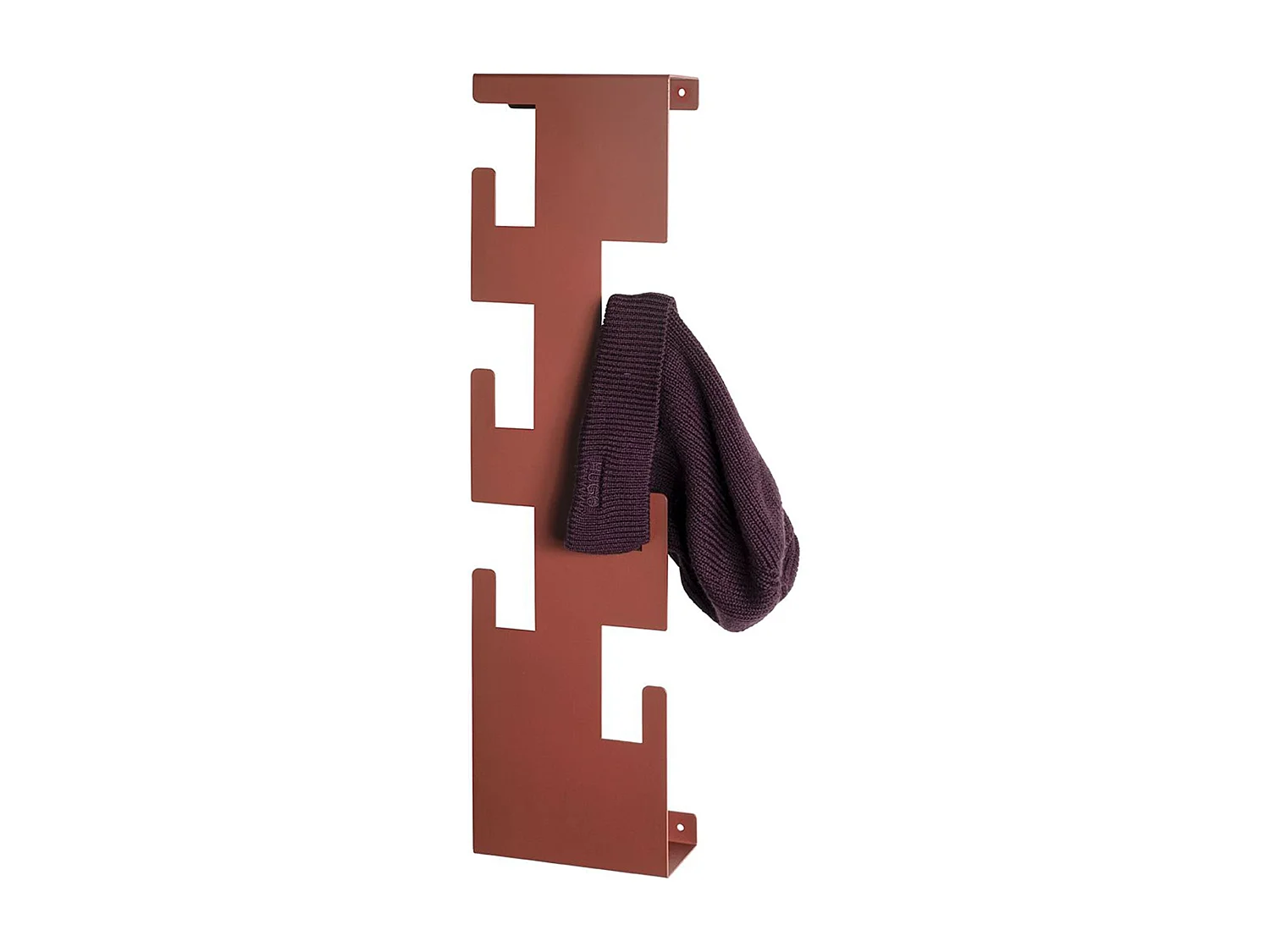 Garderobe murale, Patère murale en métal coloris rouge -longueur 15 x profondeur 8 x hauteur 60 cm