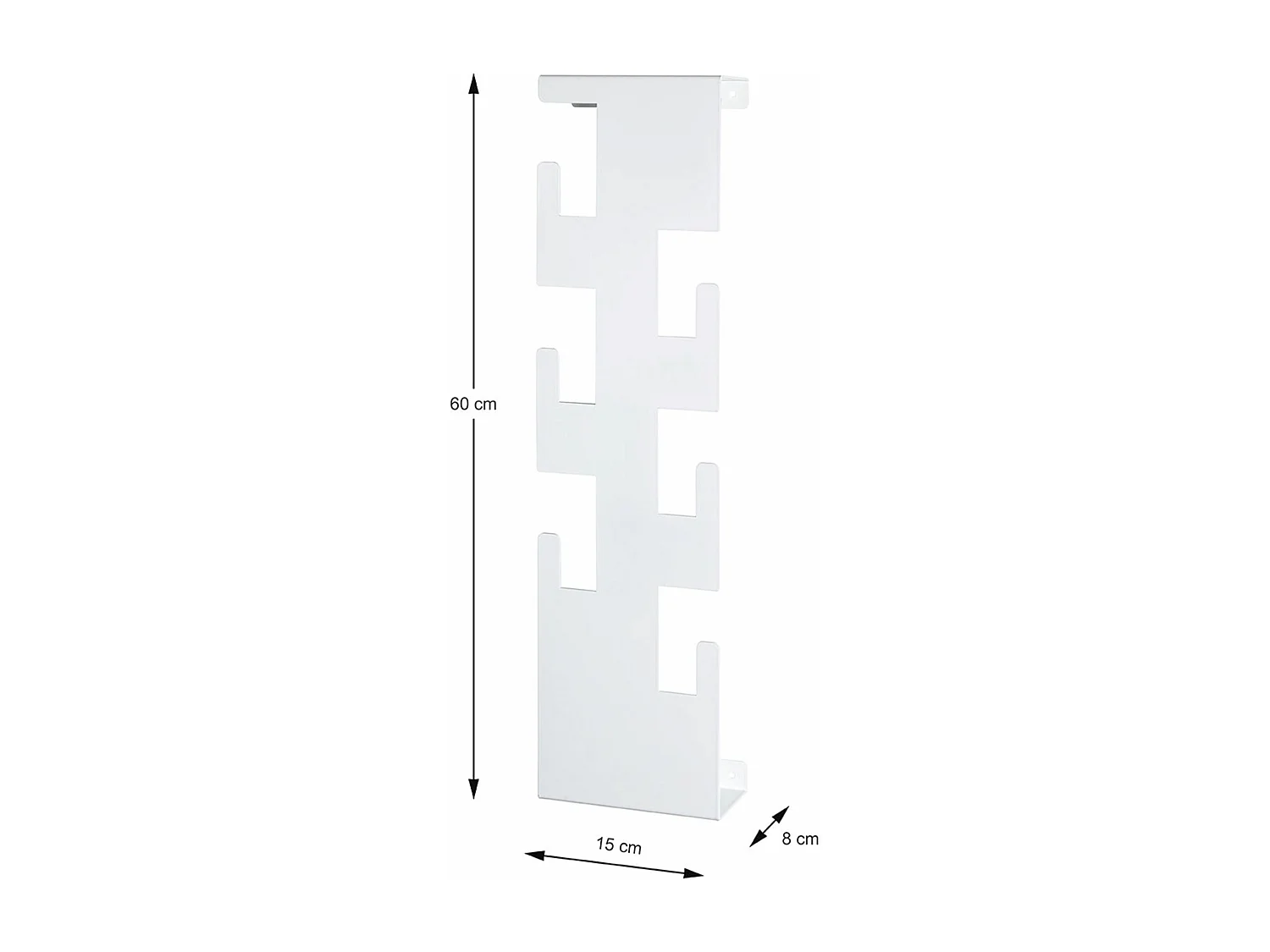 Garderobe murale, Patère murale en métal coloris blanc -longueur 15 x profondeur 8 x hauteur 60 cm