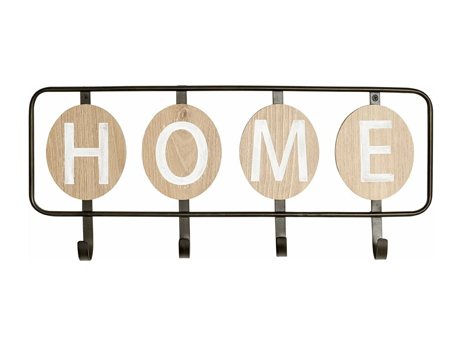 Garde-robe murale, Patère murale en bois coloris chêne et métal noir  - longueur 50 x profondeur 5 x hauteur 22 cm