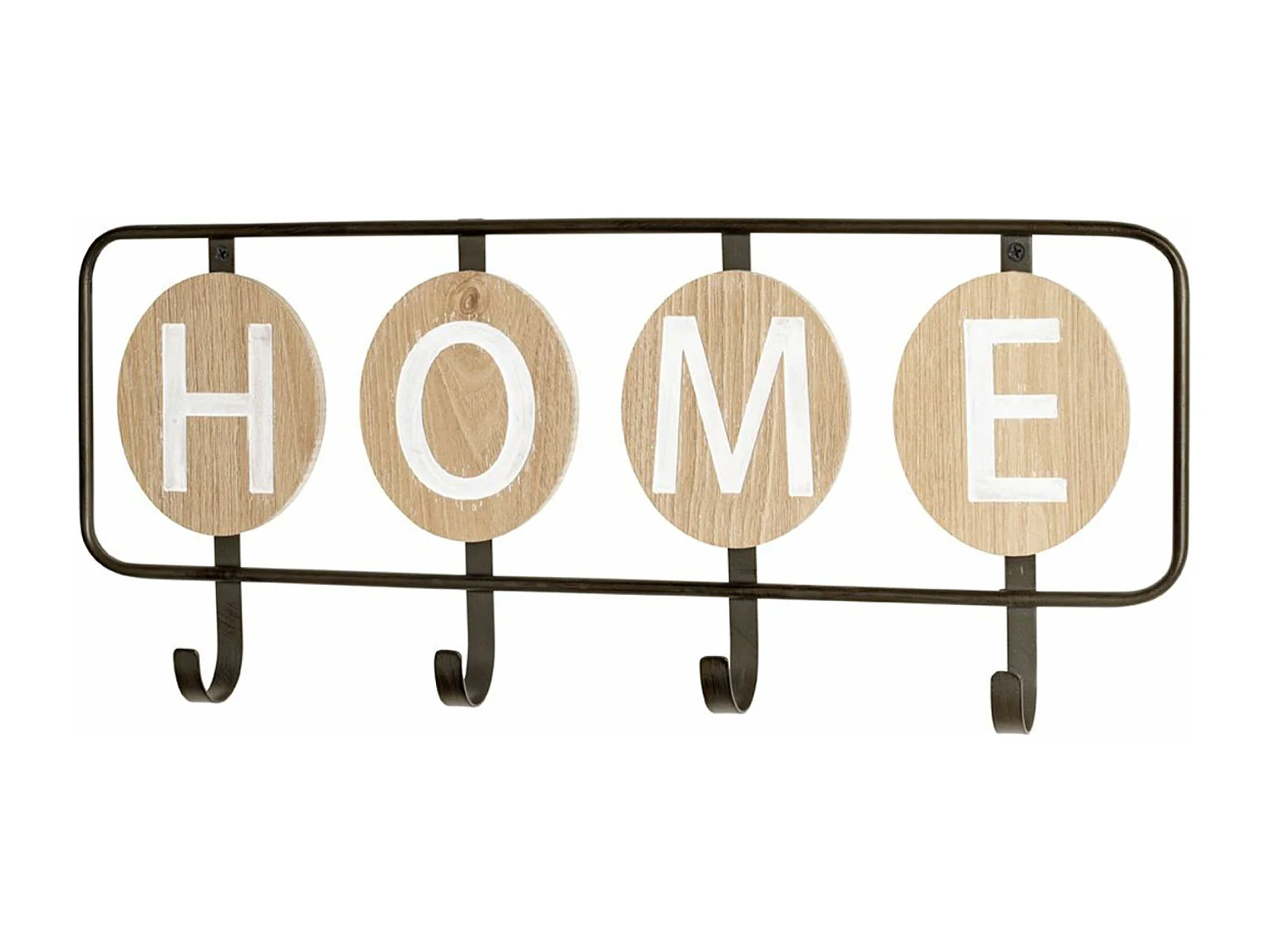 Garde-robe murale, Patère murale en bois coloris chêne et métal noir  - longueur 50 x profondeur 5 x hauteur 22 cm