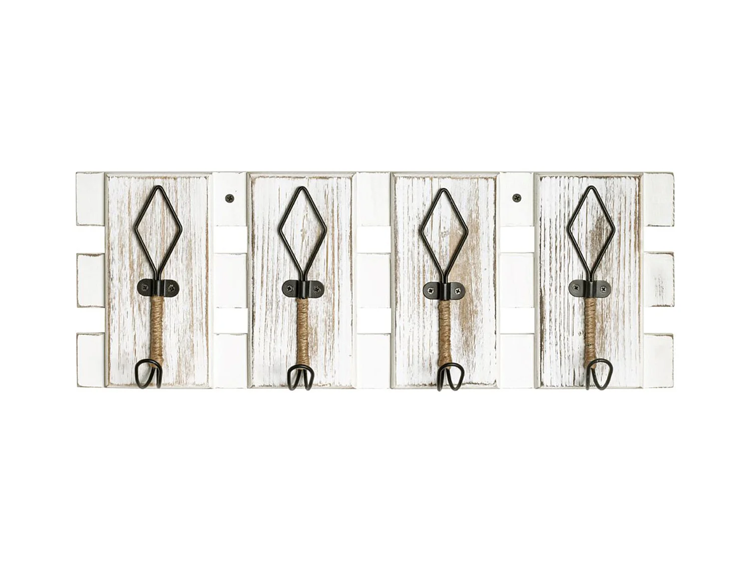 Garde-robe murale, Patère murale en bois coloris vintage et métal noir  - longueur 55 x profondeur 7 x hauteur 20 cm