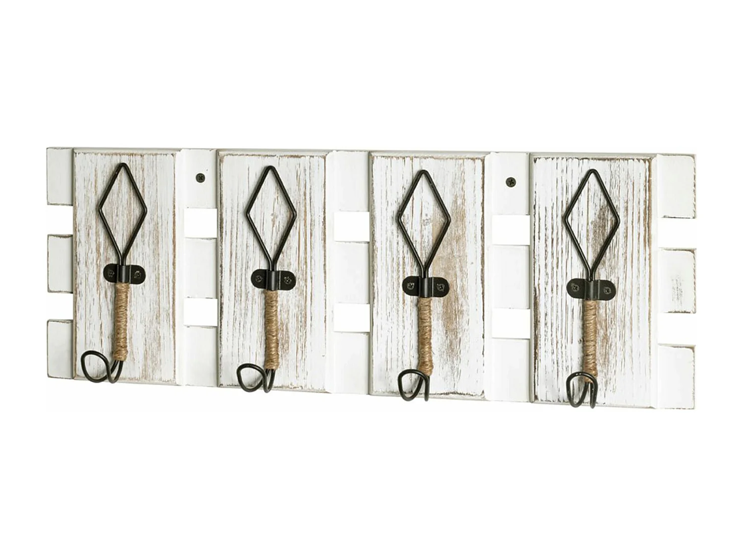 Garde-robe murale, Patère murale en bois coloris vintage et métal noir  - longueur 55 x profondeur 7 x hauteur 20 cm