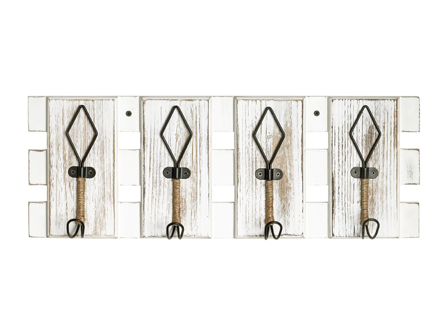 Garde-robe murale, Patère murale en bois coloris vintage et métal noir  - longueur 55 x profondeur 7 x hauteur 20 cm