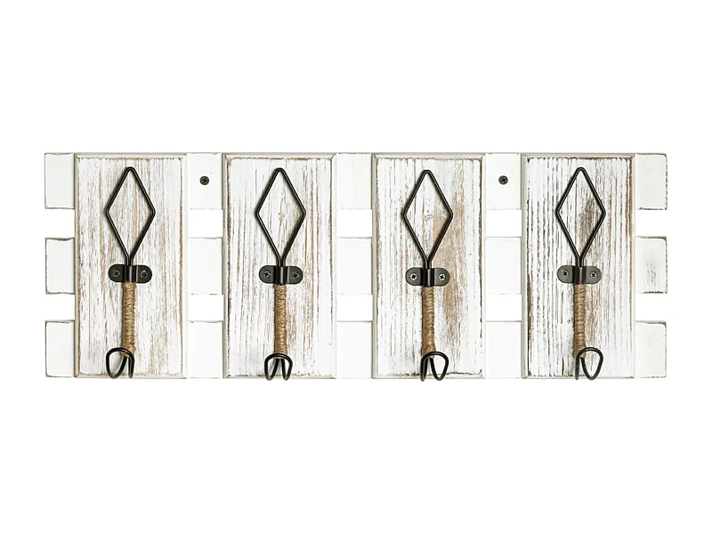 Garde-robe murale, Patère murale en bois coloris vintage et métal noir  - longueur 55 x profondeur 7 x hauteur 20 cm