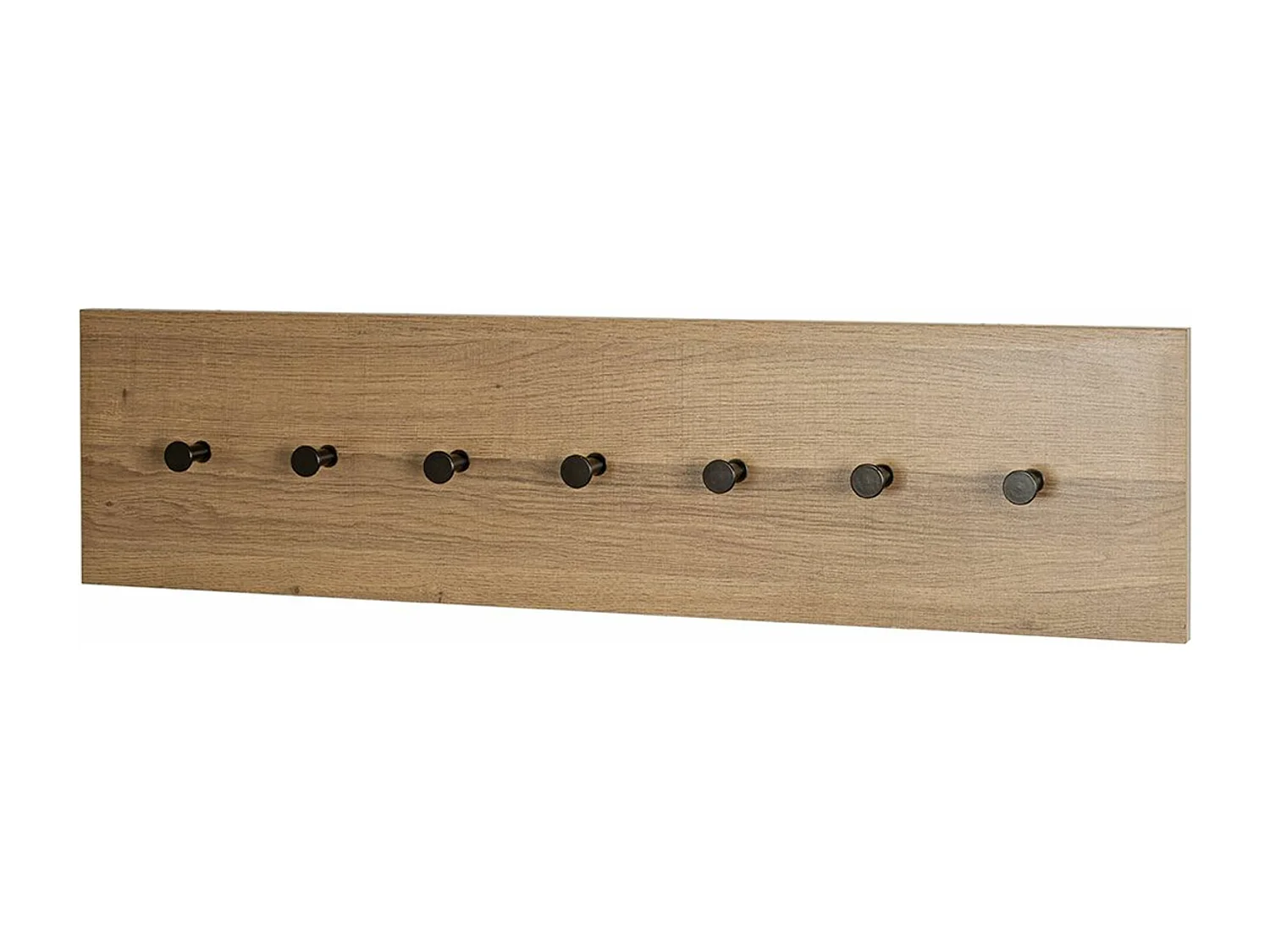 Garderobe murale, patère murale en bois coloris chêne et  métal noir -longueur  35 x profondeur 5 x hauteur 12 cm