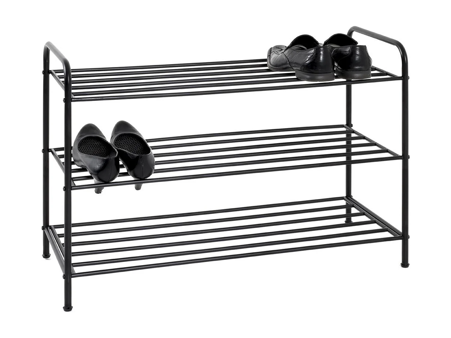 Etagère à chaussures, meuble à chaussures en métal coloris noir  -longueur 83 x profondeur 35 x hauteur 58 cm
