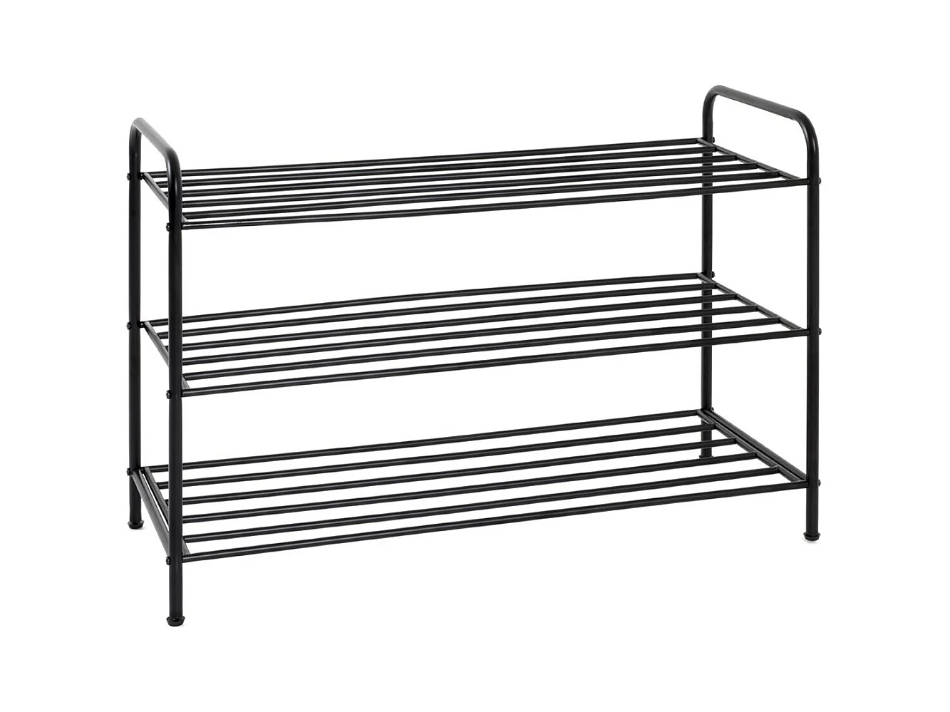 Etagère à chaussures, meuble à chaussures en métal coloris noir  -longueur 83 x profondeur 35 x hauteur 58 cm
