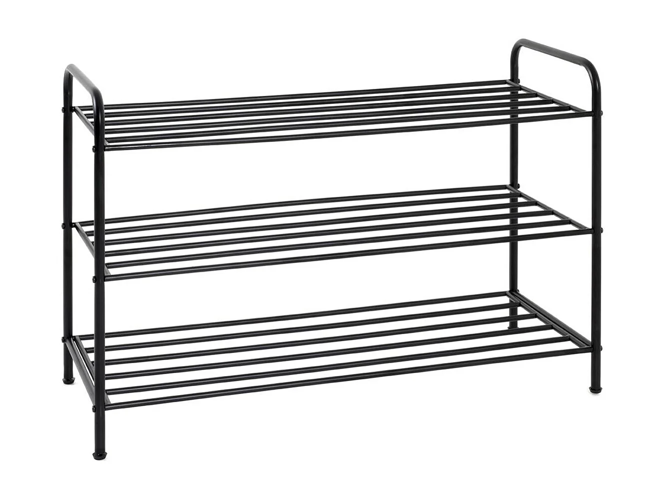 Etagère à chaussures, meuble à chaussures en métal coloris noir  -longueur 83 x profondeur 35 x hauteur 58 cm