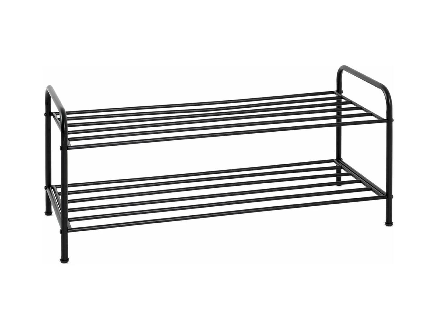 Etagère à chaussures, meuble à chaussures en métal coloris noir  -longueur 83 x profondeur 35 x hauteur 37 cm