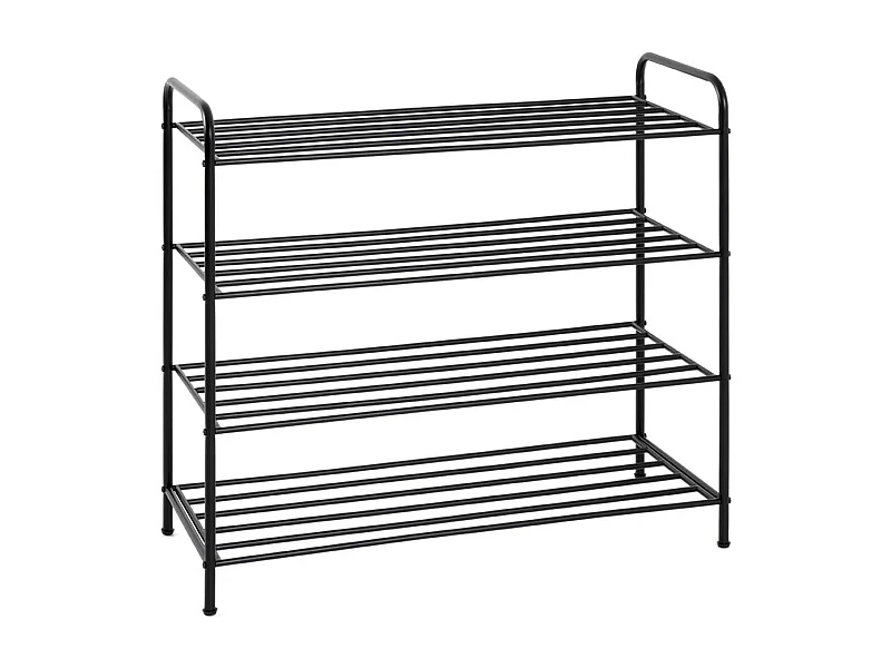 Etagère à chaussures, meuble à chaussures en métal coloris noir  -longueur 83 x profondeur 35 x hauteur 78 cm