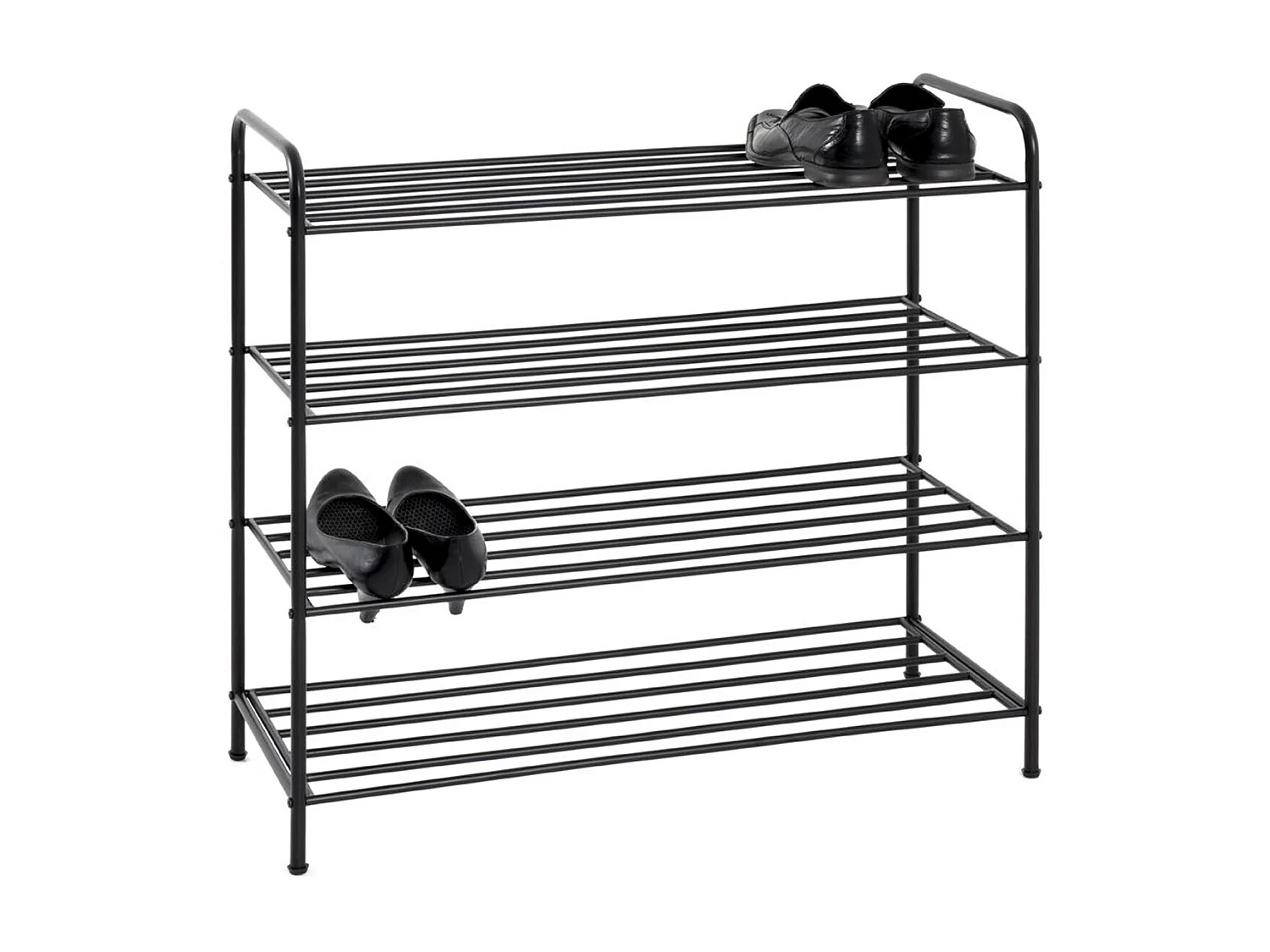 Etagère à chaussures, meuble à chaussures en métal coloris noir  -longueur 83 x profondeur 35 x hauteur 78 cm