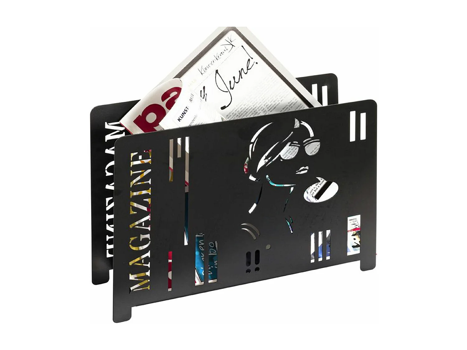 Porte-revues en métal coloris noir  - longueur 37 x profondeur 12 x hauteur 26 cm