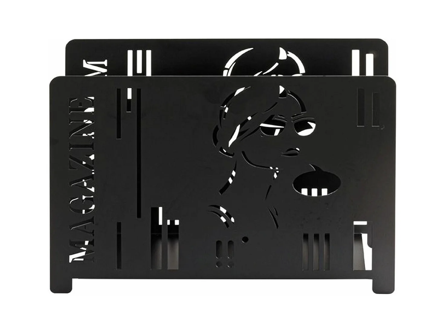 Porte-revues en métal coloris noir  - longueur 37 x profondeur 12 x hauteur 26 cm