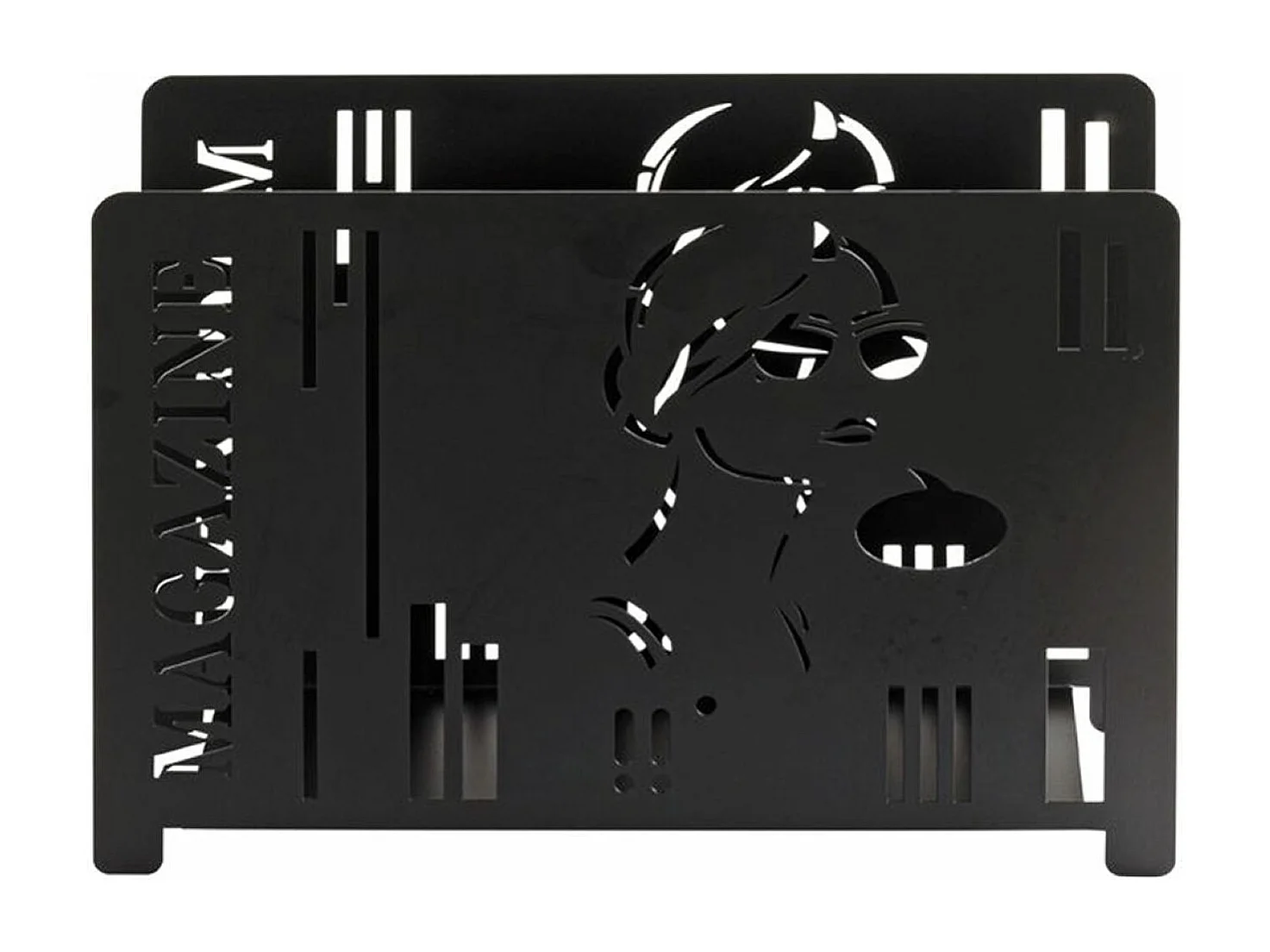 Porte-revues en métal coloris noir  - longueur 37 x profondeur 12 x hauteur 26 cm