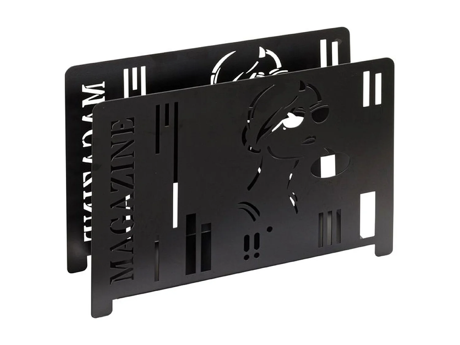 Porte-revues en métal coloris noir  - longueur 37 x profondeur 12 x hauteur 26 cm