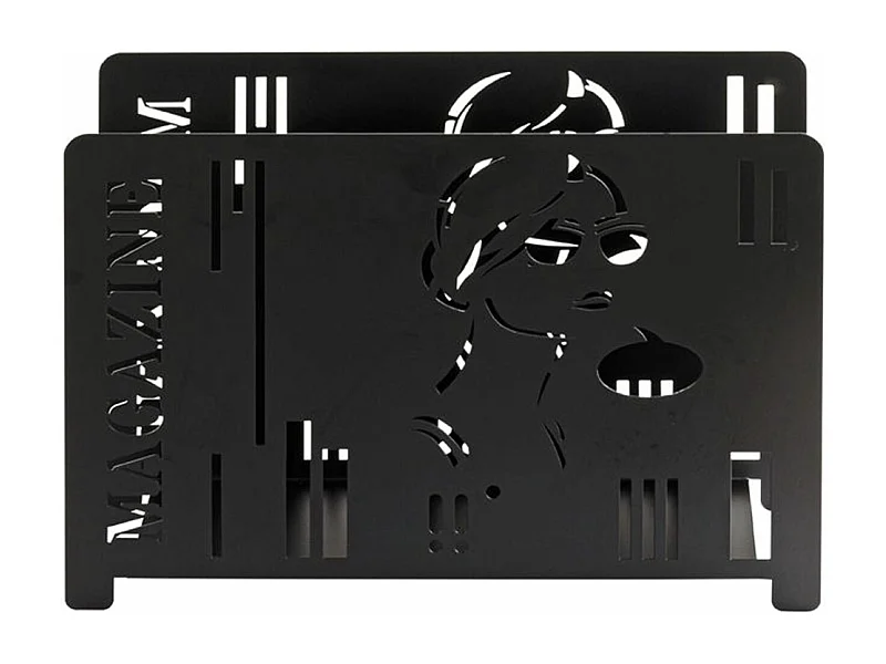 Porte-revues en métal coloris noir  - longueur 37 x profondeur 12 x hauteur 26 cm