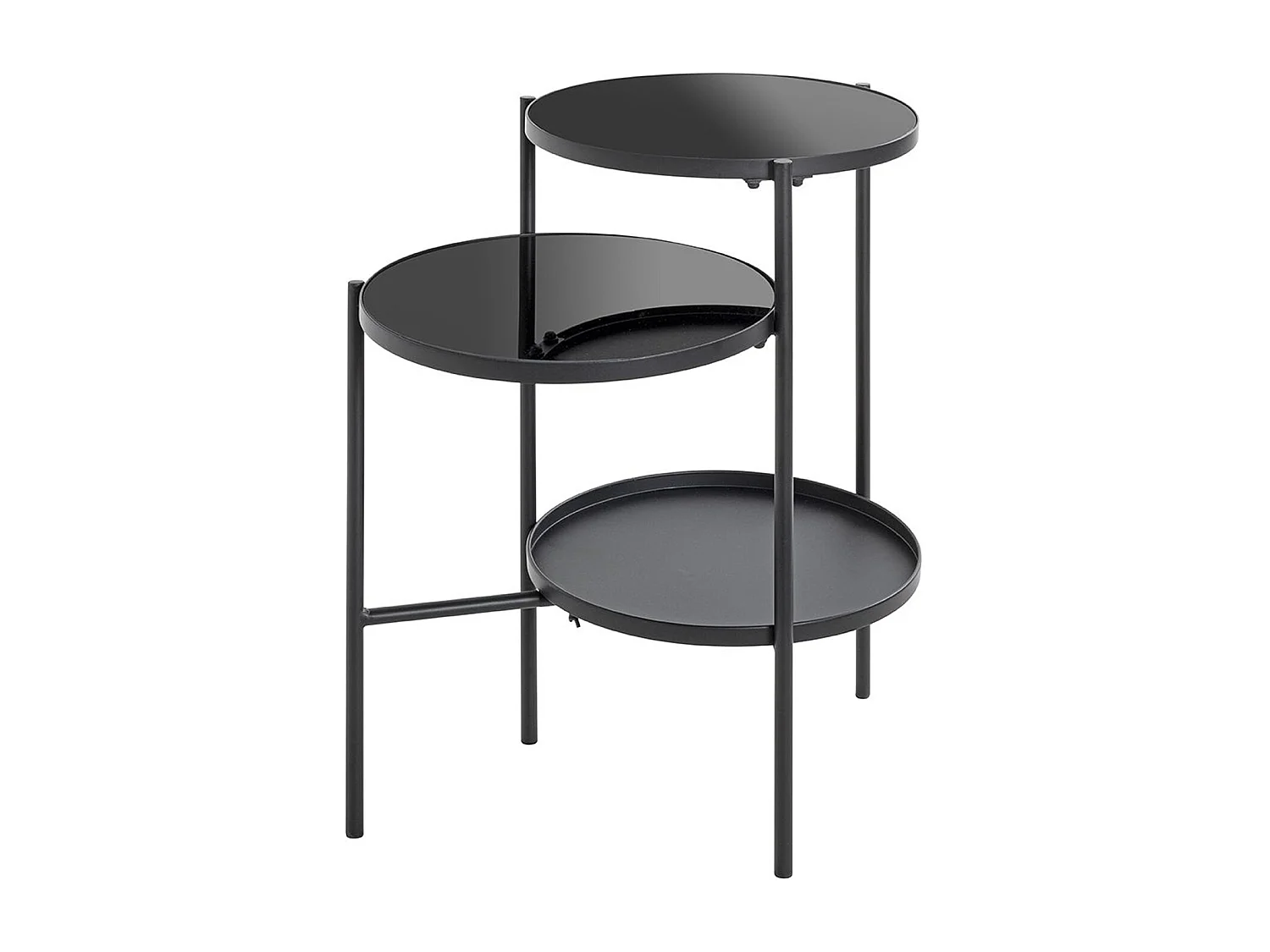 Table d'appoint, Table de salon en métal coloris noir et verre trempé - longueur 56 x profondeur 39 x hauteur 71 cm