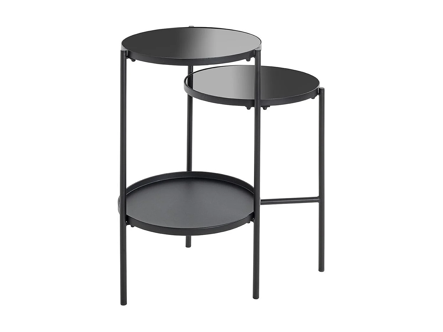 Table d'appoint, Table de salon en métal coloris noir et verre trempé - longueur 56 x profondeur 39 x hauteur 71 cm