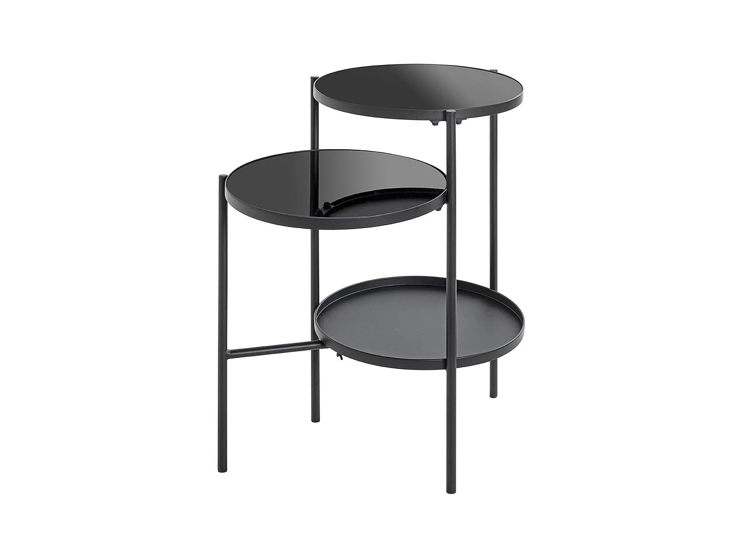Table d'appoint, Table de salon en métal coloris noir et verre trempé - longueur 56 x profondeur 39 x hauteur 71 cm