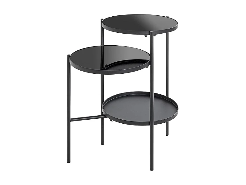 Table d'appoint, Table de salon en métal coloris noir et verre trempé - longueur 56 x profondeur 39 x hauteur 71 cm