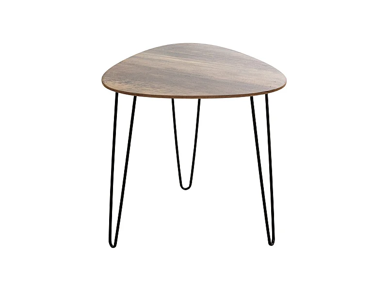 Table d'appoint, Table de salon en bois coloris chêne et métal noir -longueur 48 x profondeur 48 x hauteur 48 cm