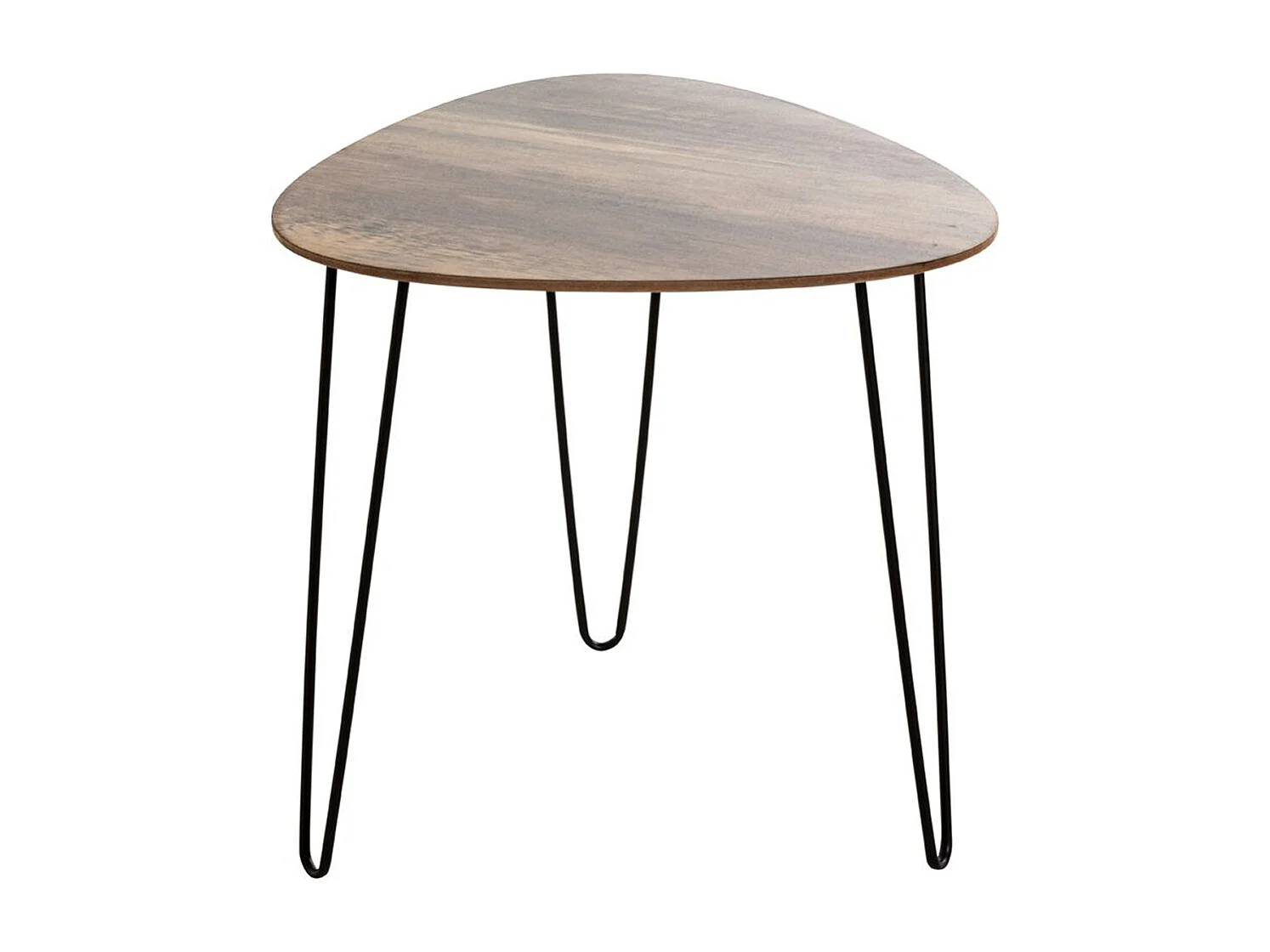 Table d'appoint, Table de salon en bois coloris chêne et métal noir -longueur 48 x profondeur 48 x hauteur 48 cm