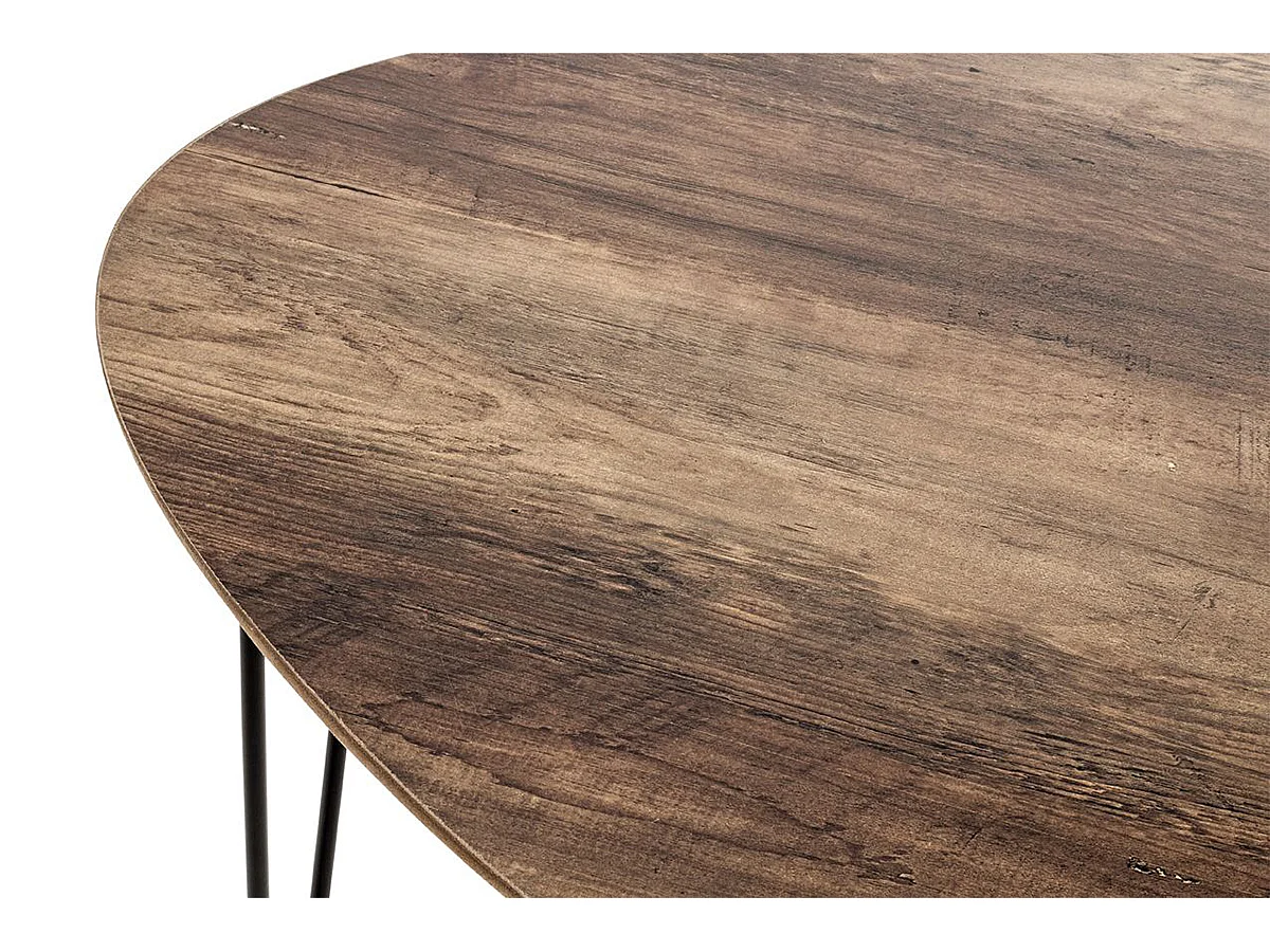 Table d'appoint, Table de salon en bois coloris chêne et métal noir -longueur 48 x profondeur 48 x hauteur 48 cm