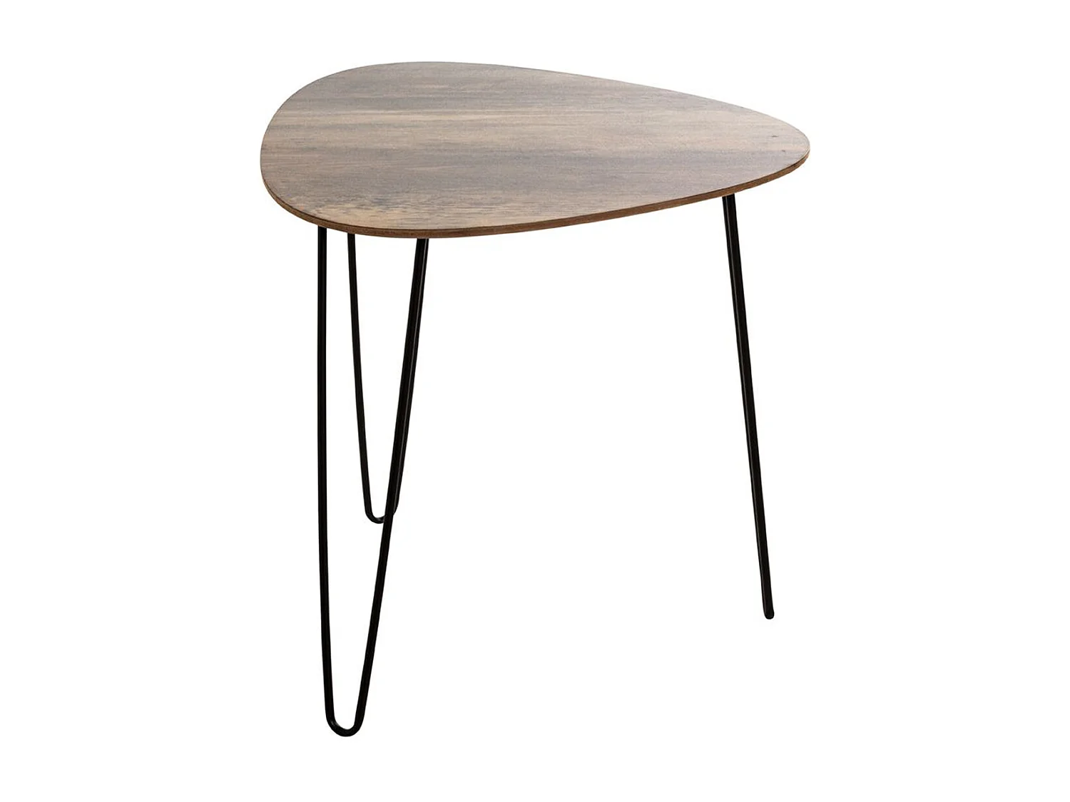 Table d'appoint, Table de salon en bois coloris chêne et métal noir -longueur 48 x profondeur 48 x hauteur 48 cm