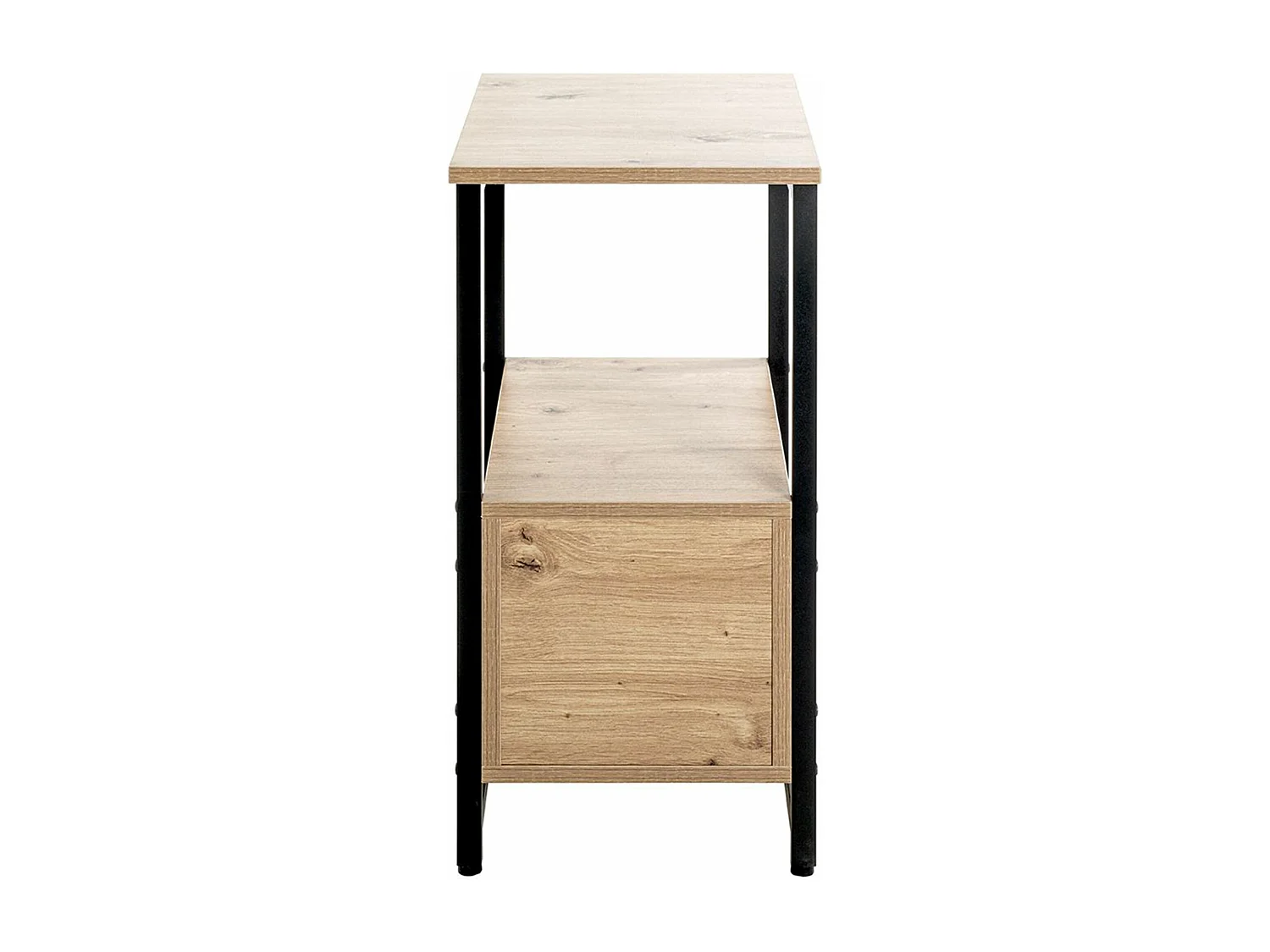 Table d'appoint, table de salon en bois coloris chêne et métal noir -longueur 30 x profondeur 40 x hauteur 63 cm