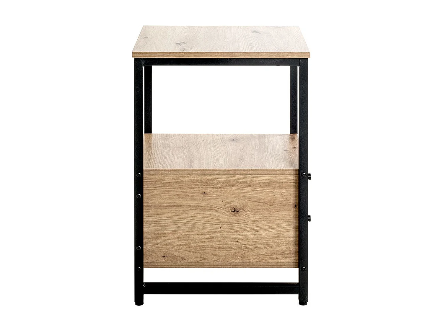 Table d'appoint, table de salon en bois coloris chêne et métal noir -longueur 30 x profondeur 40 x hauteur 63 cm