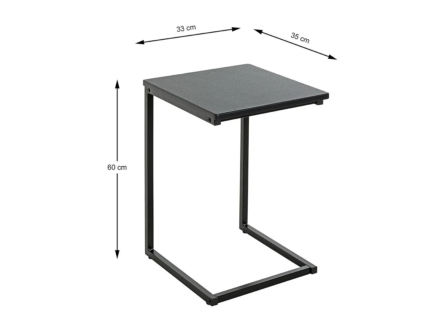 Table d'appoint, Table de salon en métal et bois coloris noir - longueur 33 x profondeur 35 x hauteur 60 cm