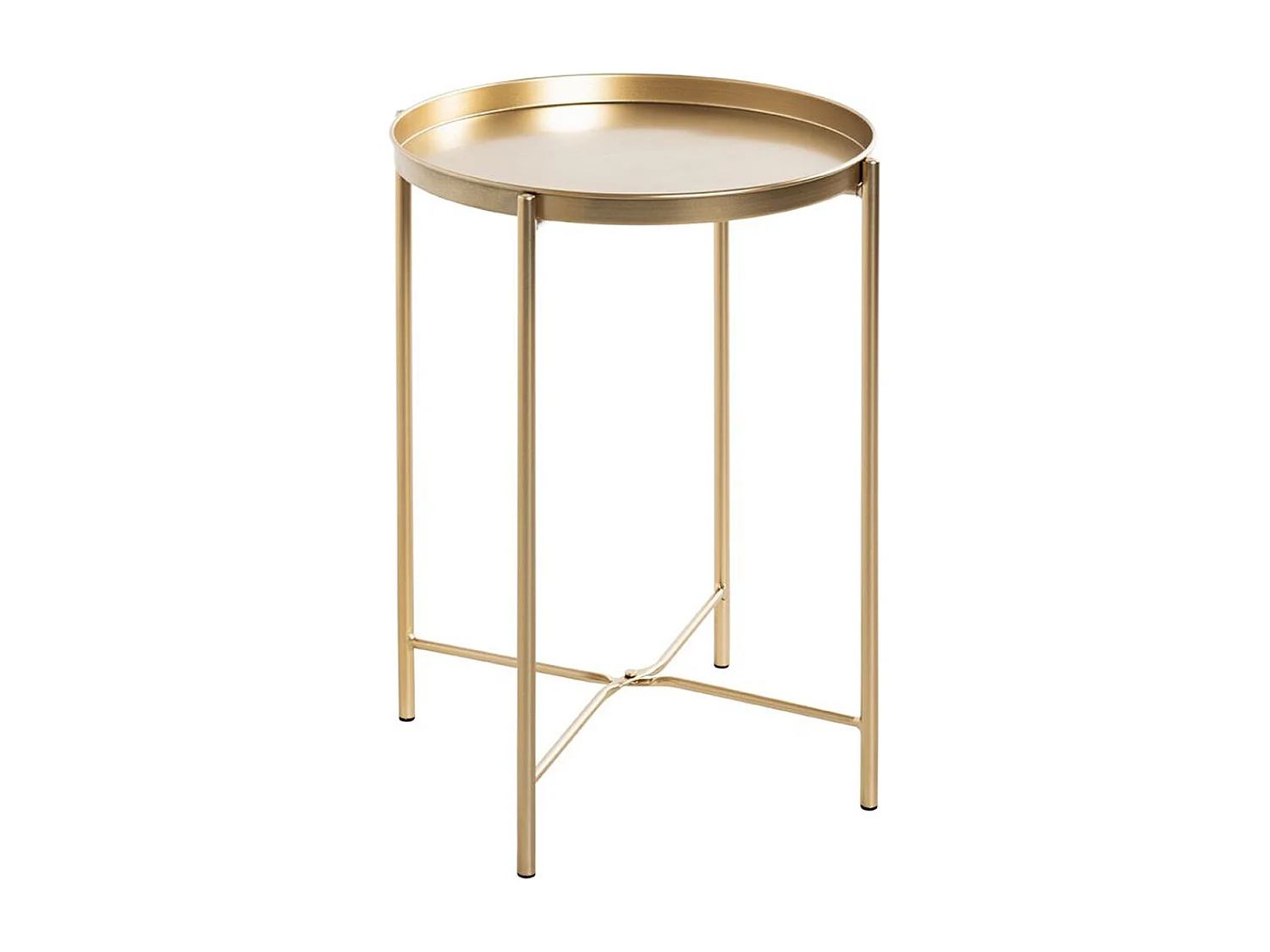 Table d'appoint, Table de salon ronde en métal coloris doré - diamètre 39 x hauteur 50 cm