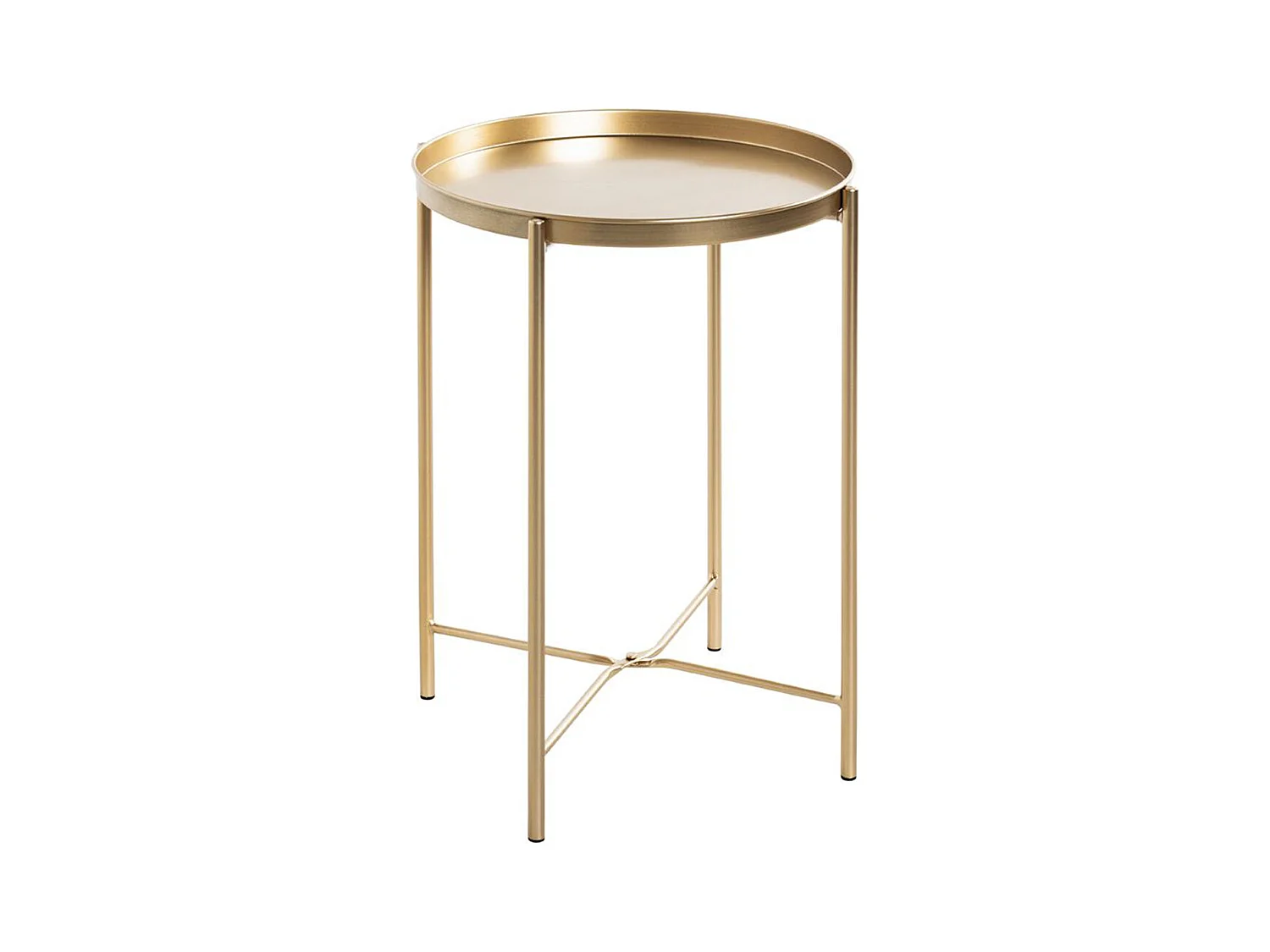 Table d'appoint, Table de salon ronde en métal coloris doré - diamètre 39 x hauteur 50 cm