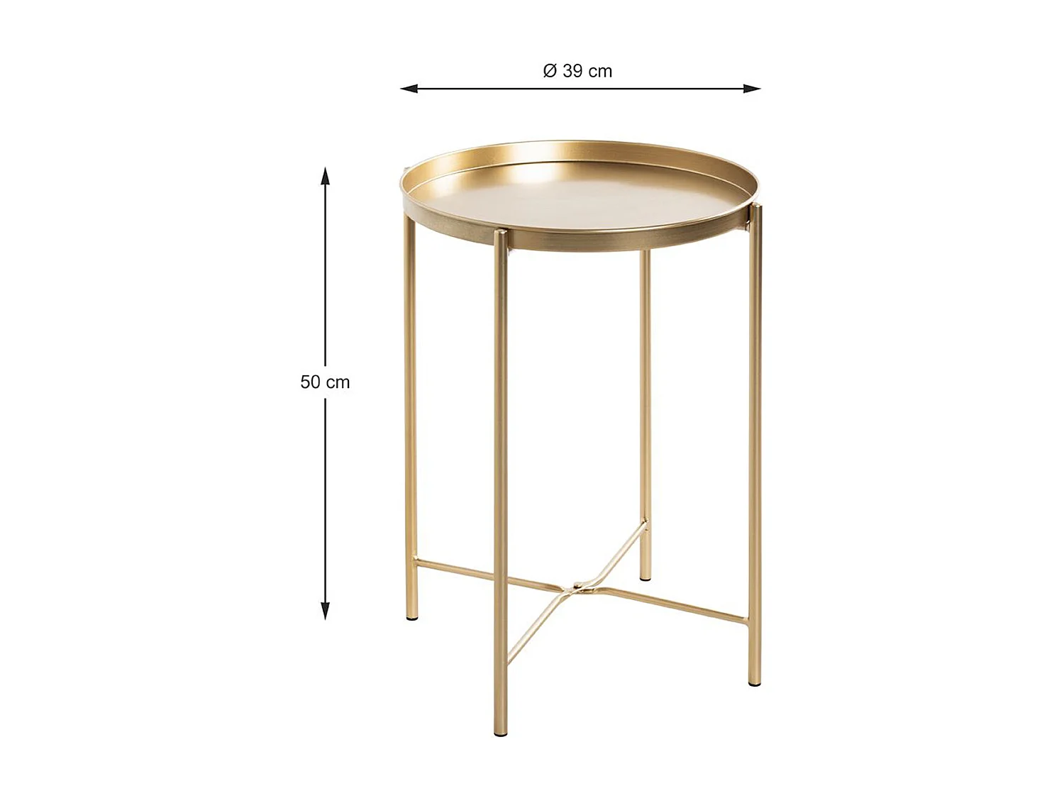 Table d'appoint, Table de salon ronde en métal coloris doré - diamètre 39 x hauteur 50 cm