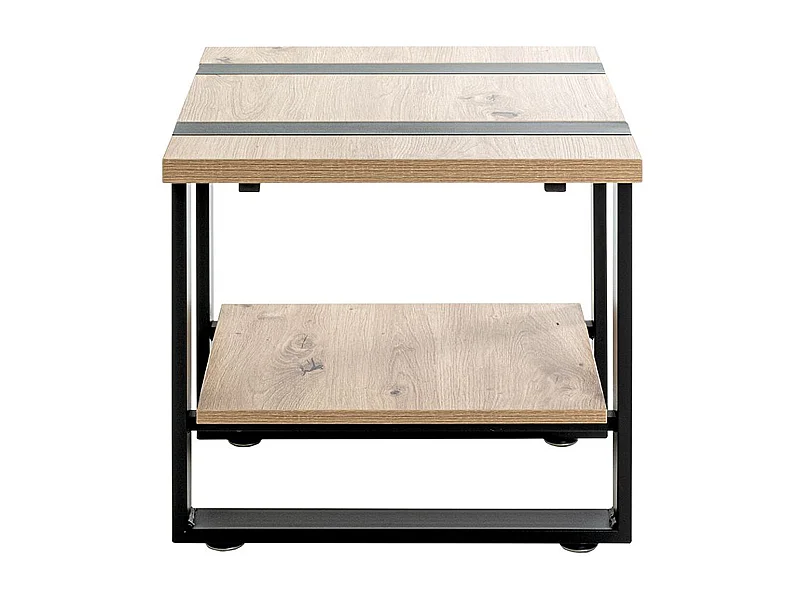 Table d'appoint, Table de salon en bois chêne et métal noir  -longueur 45 x profondeur 45 x hauteur 45 cm