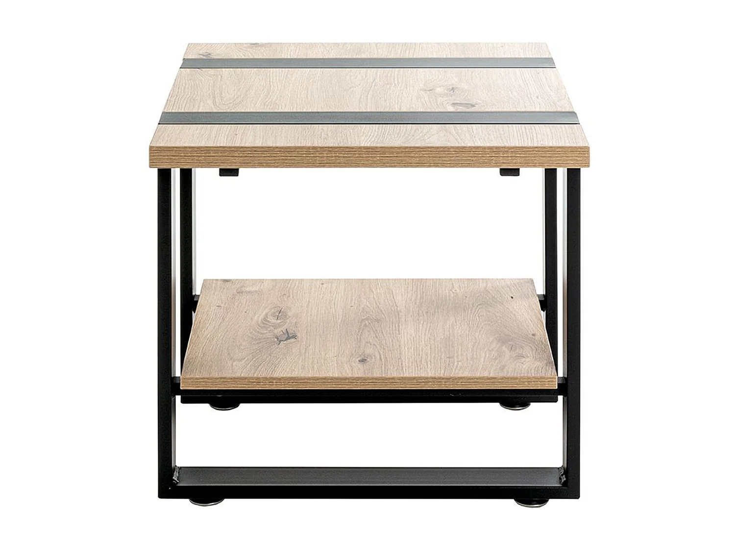 Table d'appoint, Table de salon en bois chêne et métal noir  -longueur 45 x profondeur 45 x hauteur 45 cm