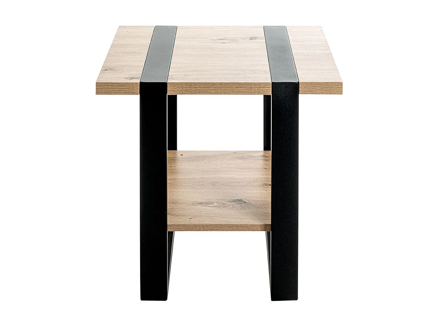Table d'appoint, Table de salon en bois chêne et métal noir  -longueur 45 x profondeur 45 x hauteur 45 cm