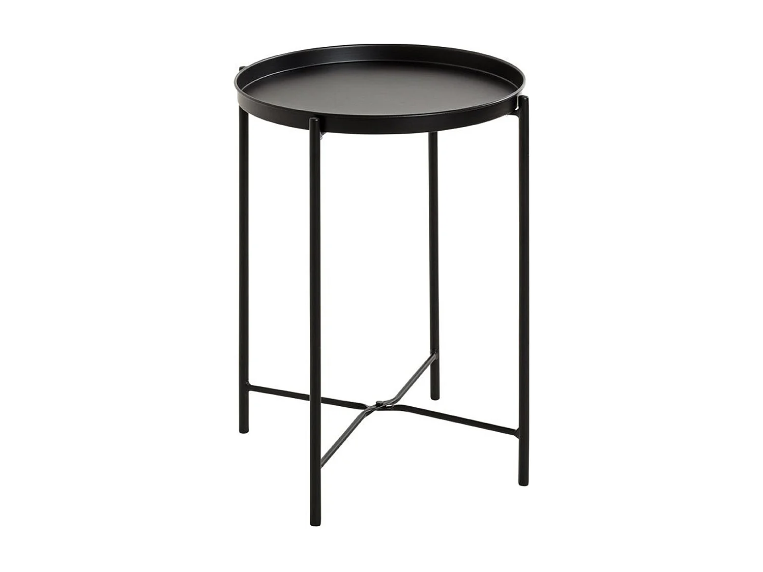 Table d'appoint, Table de salon ronde en métal coloris noir - diamètre 39 x hauteur 50 cm