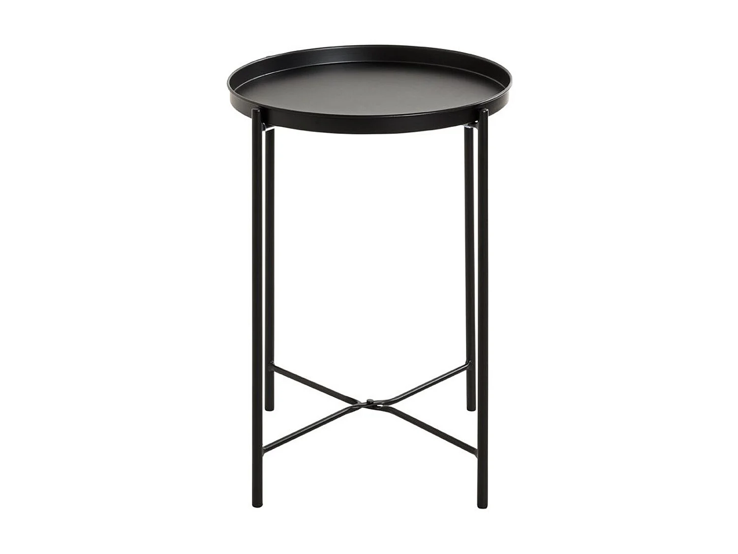 Table d'appoint, Table de salon ronde en métal coloris noir - diamètre 39 x hauteur 50 cm