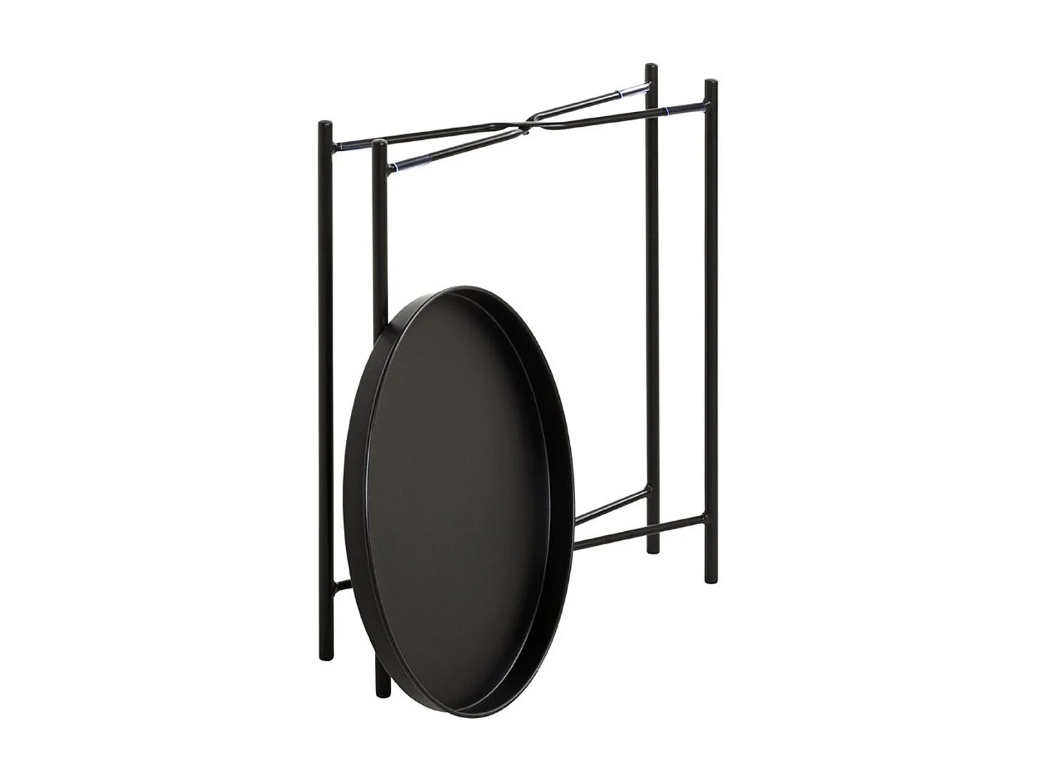 Table d'appoint, Table de salon ronde en métal coloris noir - diamètre 39 x hauteur 50 cm