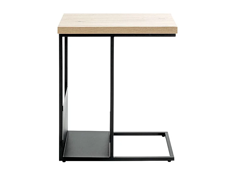 Table d'appoint, Table de salon en bois chêne et métal noir -longueur 30 x profondeur 50 x hauteur 60 cm