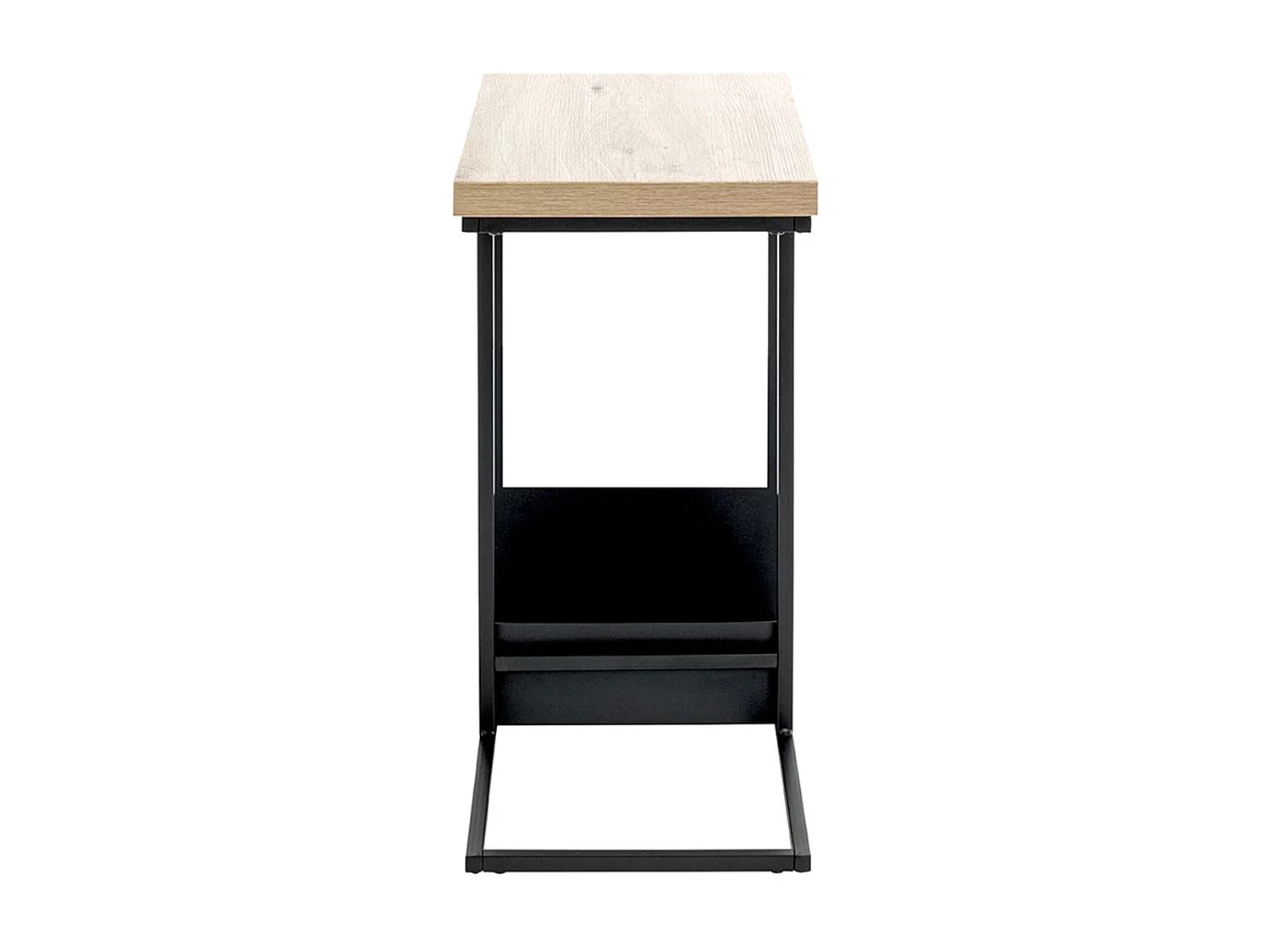 Table d'appoint, Table de salon en bois chêne et métal noir -longueur 30 x profondeur 50 x hauteur 60 cm