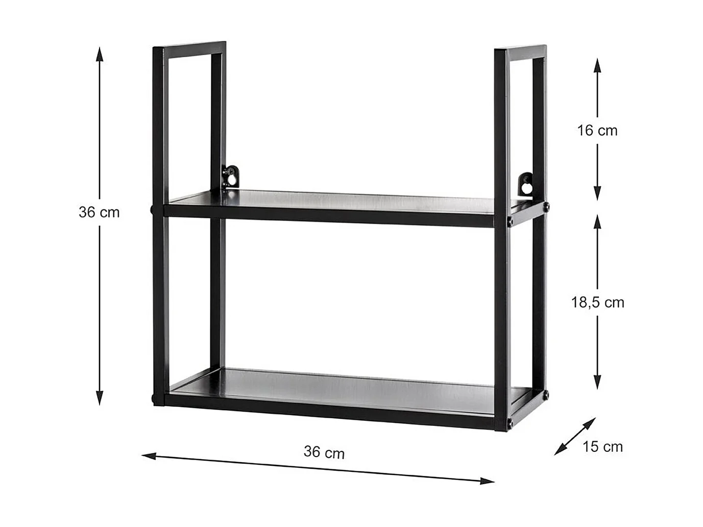 Etagère murale, meuble étagère murale en métal coloris noir   -longueur 36 x profondeur 15 x hauteur 36 cm