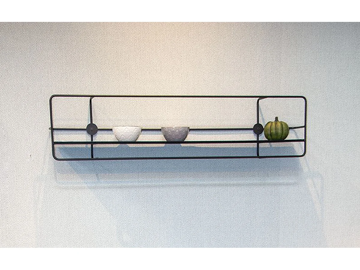 Etagère murale, meuble étagère murale en métal coloris noir  - longueur 90 x profondeur 14 x hauteur 21 cm
