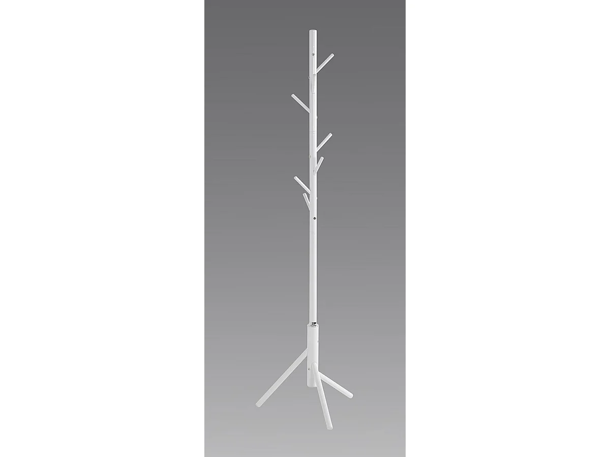 Porte-manteau avec 8 crochets en métal coloris blanc  - diamètre 48 x hauteur 173 cm